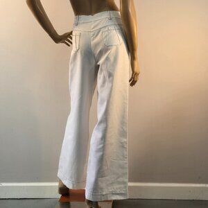 Saint Tropez West Pants Size 8 White Linen Blend Wide Leg Trousers